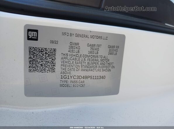 1G1YC3D49P5111340 2023 CHEVROLET CORVETTE White ძრავის განყოფილების ხედი