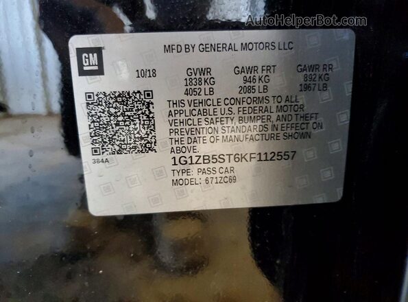 1G1ZB5ST6KF112557 2019 CHEVROLET MALIBU Black 