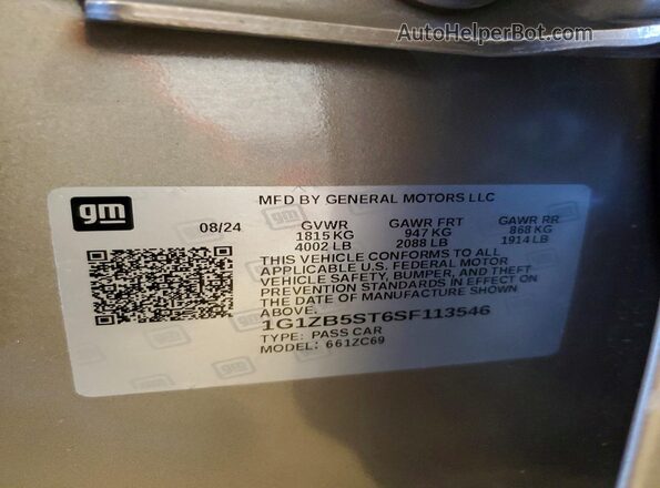 1G1ZB5ST6SF113546 2025 CHEVROLET MALIBU Tan Engine compartment view
