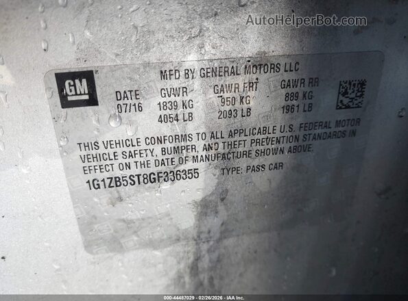 1G1ZB5ST8GF336355 2016 CHEVROLET MALIBU Silver Widok komory silnika