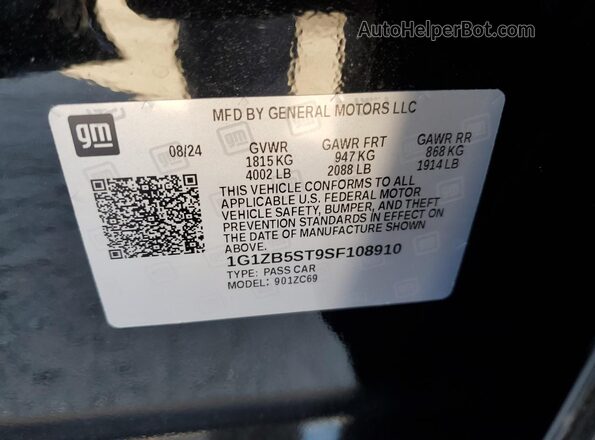 1G1ZB5ST9SF108910 2025 CHEVROLET MALIBU Black 