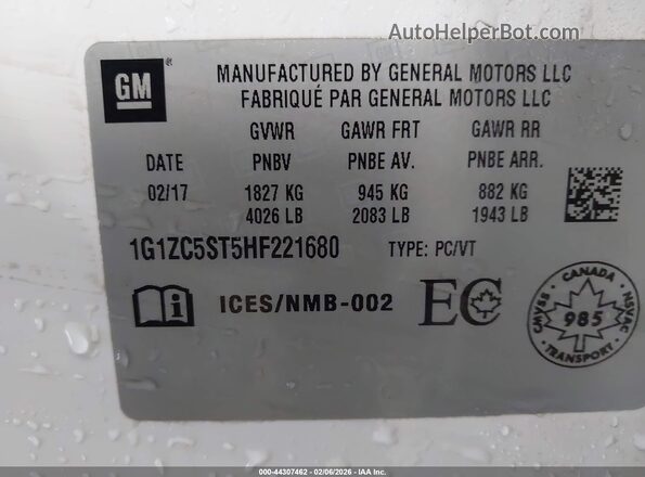 1G1ZC5ST5HF221680 2017 CHEVROLET MALIBU White 