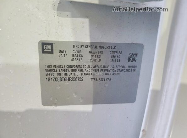 1G1ZC5ST6HF256759 2017 CHEVROLET MALIBU White 