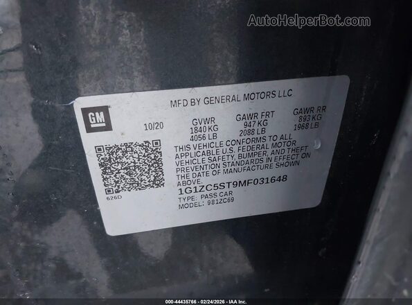 1G1ZC5ST9MF031648 2021 CHEVROLET MALIBU Gray Շարժիչի բաժամունքի տեսք
