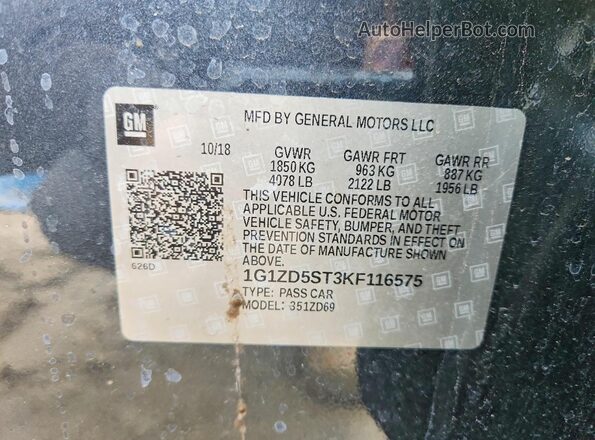 1G1ZD5ST3KF116575 2019 CHEVROLET MALIBU Серый 