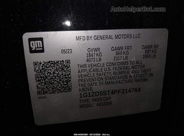 1G1ZD5ST4PF214764 2023 CHEVROLET MALIBU Black ძრავის განყოფილების ხედი