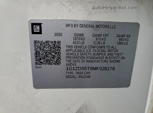 1G1ZD5ST9MF028178 2021 CHEVROLET MALIBU White Widok komory silnika