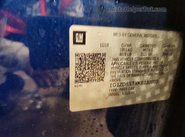1G1ZD5STXKF133003 2019 CHEVROLET MALIBU Blue 