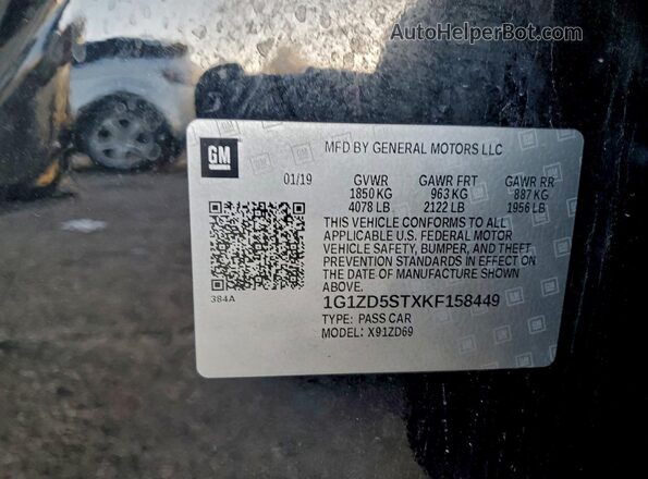 1G1ZD5STXKF158449 2019 CHEVROLET MALIBU Black 