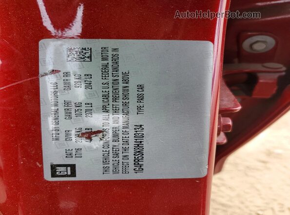 1G4PR5SK8H4103134 2017 BUICK VERANO Red Vista de la etiqueta del VIN