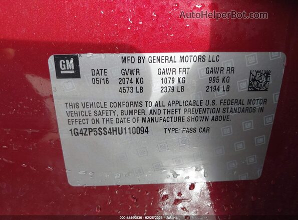 1G4ZP5SS4HU110094 2017 BUICK LACROSSE Red Engine compartment view