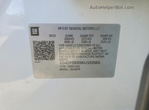 1G4ZP5SS5KU103565 2019 BUICK LACROSSE White Вид підкапотного простору