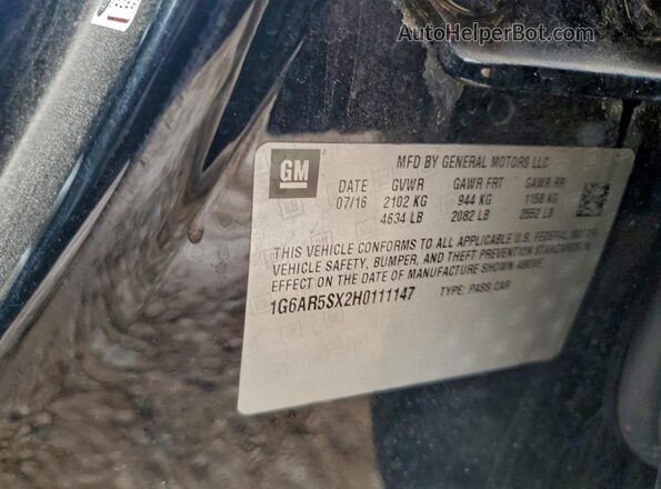 1G6AR5SX2H0111147 2017 CADILLAC CTS Black Widok komory silnika