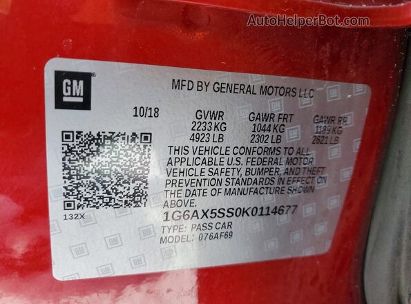 1G6AX5SS0K0114677 2019 CADILLAC CTS Red 