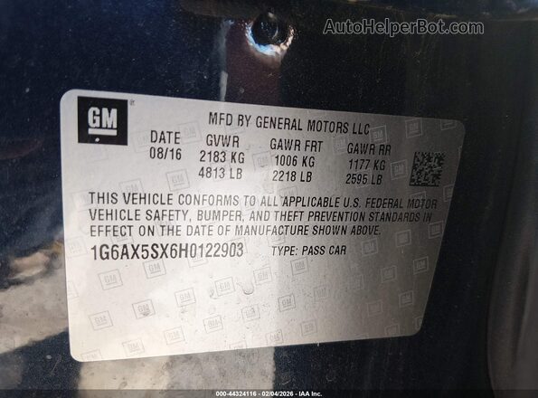 1G6AX5SX6H0122903 2017 CADILLAC CTS Blue ძრავის განყოფილების ხედი