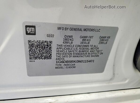 1G6DB5RK0N0115401 2022 CADILLAC CT4 White Vista del compartimento del motor