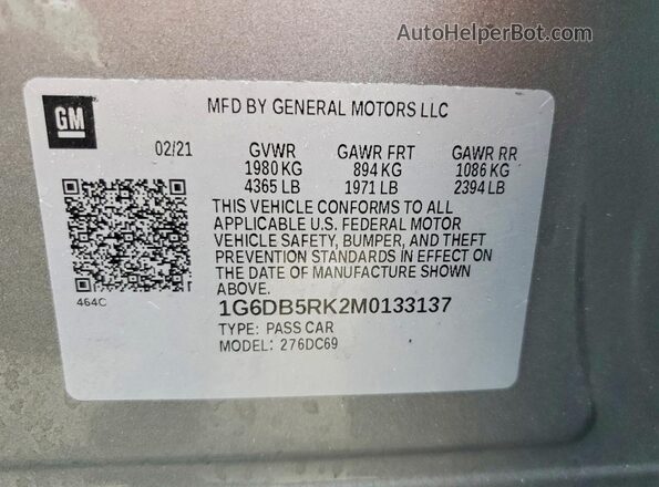 1G6DB5RK2M0133137 2021 CADILLAC CT4 Gray Вид підкапотного простору