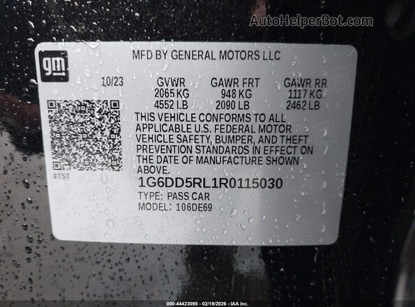 1G6DD5RL1R0115030 2024 CADILLAC CT4 Black Vista del compartimento del motor