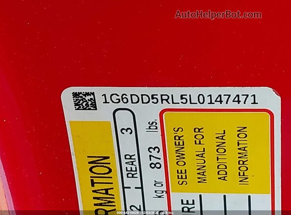 1G6DD5RL5L0147471 2020 CADILLAC CT4 Red 