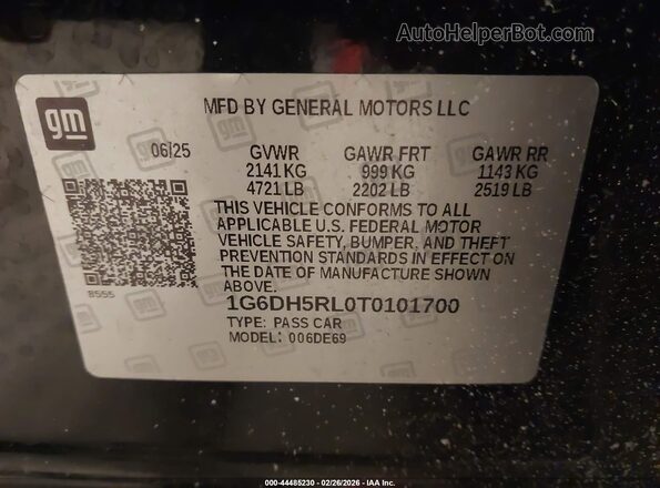 1G6DH5RL0T0101700 2026 CADILLAC CT4 Black Vista del compartimento del motor