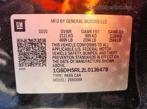 1G6DH5RL2L0136478 2020 CADILLAC CT4 Black Vista del compartimento del motor