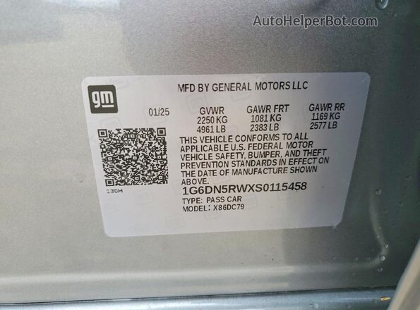 1G6DN5RWXS0115458 2025 CADILLAC CT5 Charcoal Vista del compartimento del motor