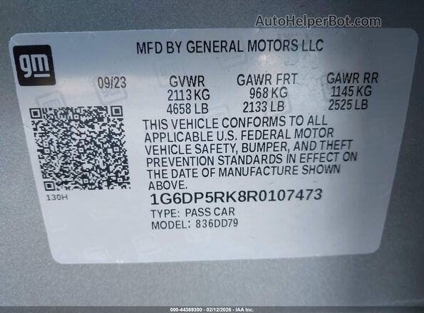 1G6DP5RK8R0107473 2024 CADILLAC CT5 Серый 