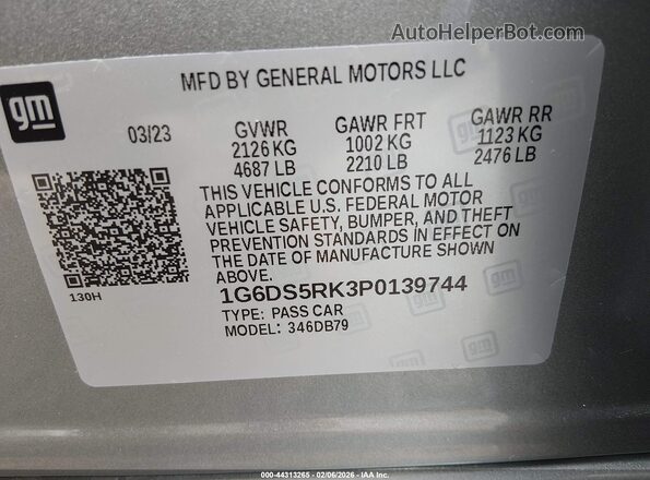 1G6DS5RK3P0139744 2023 CADILLAC CT5 Silver Շարժիչի բաժամունքի տեսք