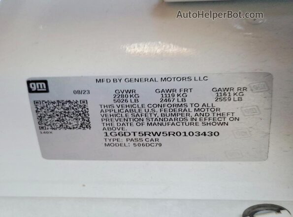 1G6DT5RW5R0103430 2024 CADILLAC CT5 White Engine compartment view