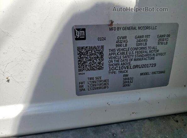 1GC10VEL0RU201729 2024 CHEVROLET SILVERADO White Widok komory silnika
