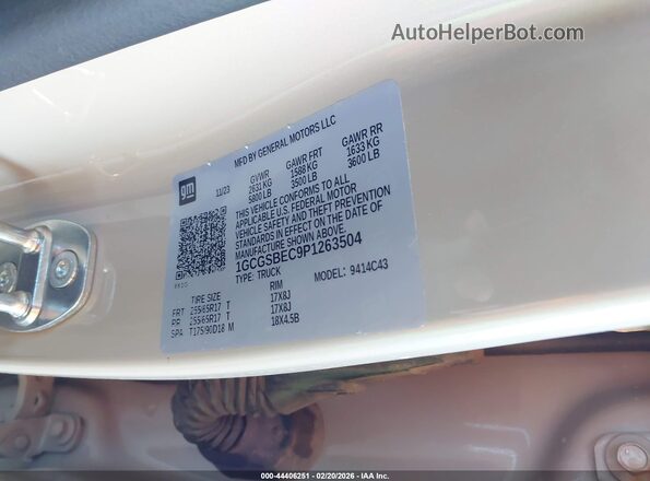 1GCGSBEC9P1263504 2023 CHEVROLET COLORADO Tan Widok komory silnika