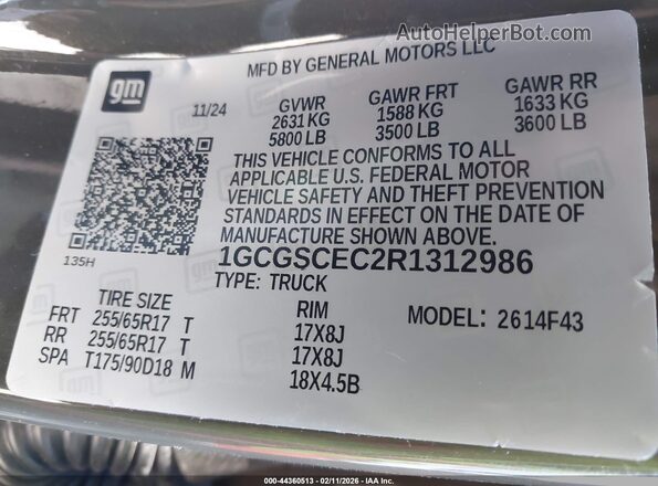 1GCGSCEC2R1312986 2024 CHEVROLET COLORADO Brown Շարժիչի բաժամունքի տեսք