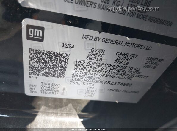 1GCPABEK7SZ174860 2025 CHEVROLET SILVERADO Black Widok komory silnika