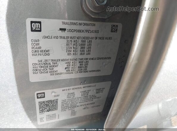 1GCPDBEK7PZ141503 2023 CHEVROLET SILVERADO Silver Շարժիչի բաժամունքի տեսք