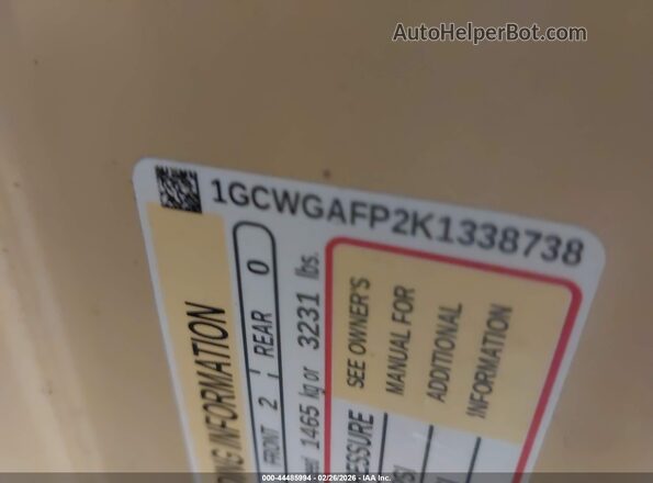 1GCWGAFP2K1338738 2019 CHEVROLET EXPRESS Yellow 