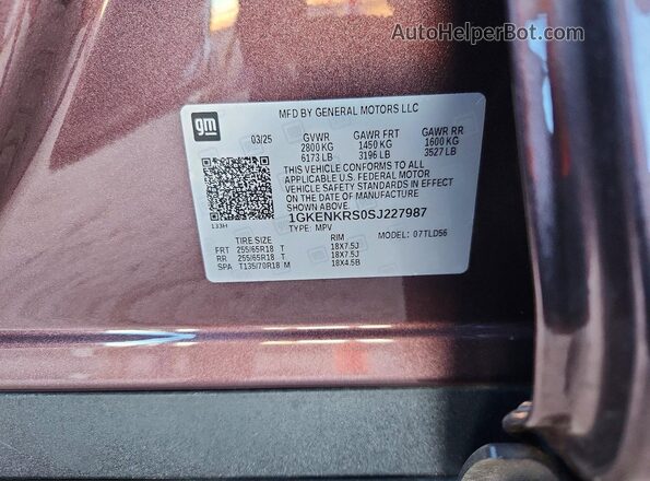 1GKENKRS0SJ227987 2025 GMC ACADIA Purple 