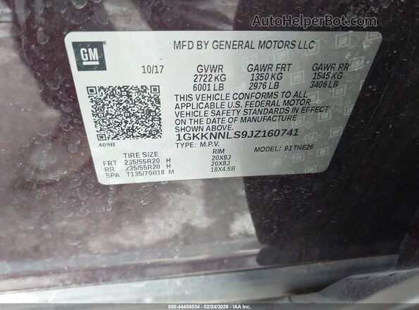 1GKKNNLS9JZ160741 2018 GMC ACADIA Maroon Widok komory silnika