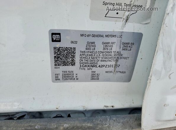1GKKNRL42PZ101757 2023 GMC ACADIA White 