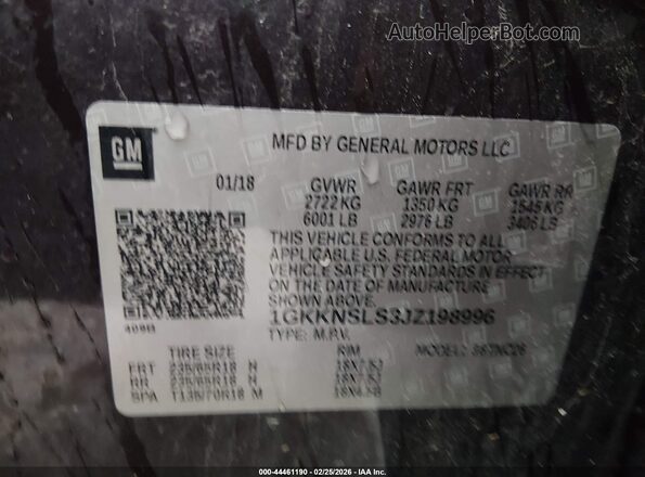 1GKKNSLS3JZ198996 2018 GMC ACADIA Фиолетовый Вид подкапотного пространства
