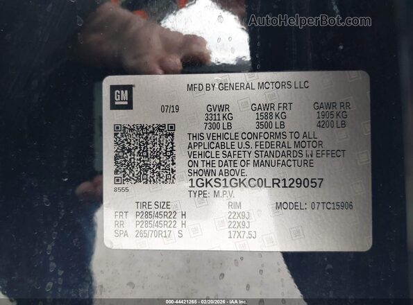 1GKS1GKC0LR129057 2020 GMC YUKON Черный Вид подкапотного пространства