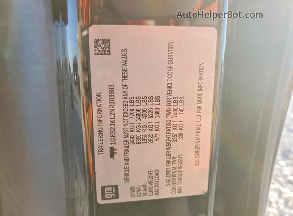 1GKS2JKL2NR303983 2022 GMC YUKON Черный 