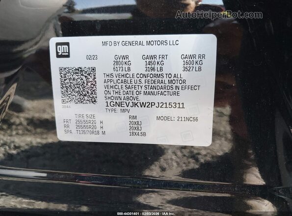 1GNEVJKW2PJ215311 2023 CHEVROLET TRAVERSE Black Engine compartment view
