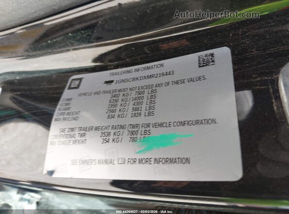 1GNSCBKDXMR216443 2021 CHEVROLET SUBURBAN Black Vista del compartimento del motor