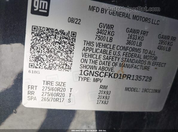 1GNSCFKD1PR135729 2023 CHEVROLET SUBURBAN Black Widok komory silnika