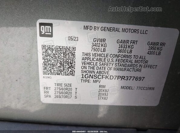 1GNSCFKD7PR377697 2023 CHEVROLET SUBURBAN Green Widok komory silnika