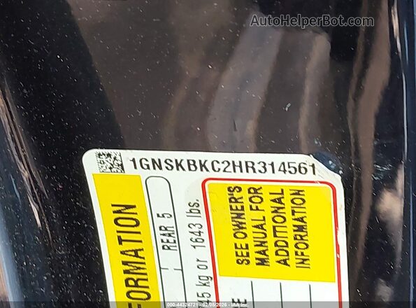 1GNSKBKC2HR314561 2017 CHEVROLET TAHOE Black Вид підкапотного простору