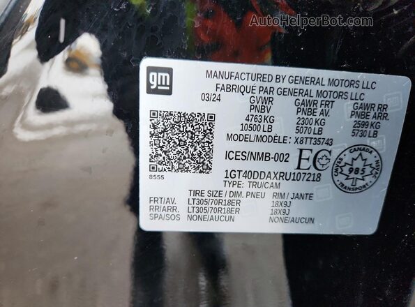 1GT40DDAXRU107218 2024 GMC HUMMER Черный Вид наклейки с VIN-кодом