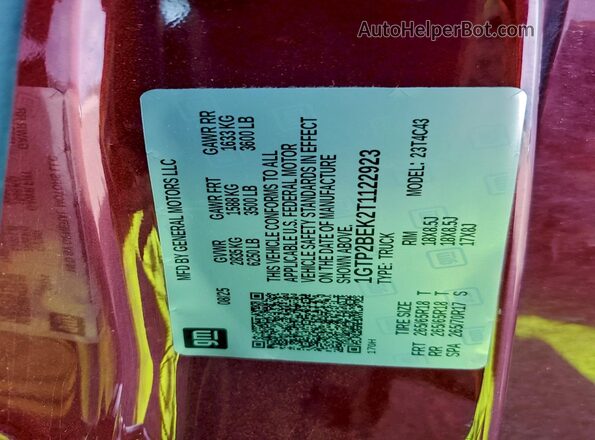1GTP2BEK2T1122923 2026 GMC CANYON Burgundy Շարժիչի բաժամունքի տեսք