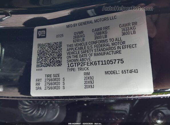 1GTP2FEK6T1105775 2026 GMC CANYON Black Engine compartment view