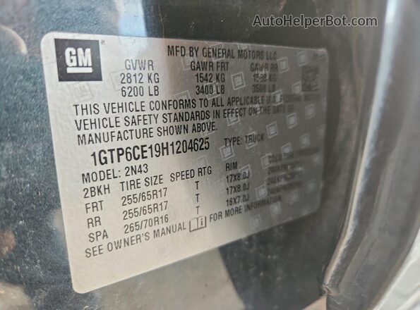 1GTP6CE19H1204625 2017 GMC CANYON Black 
